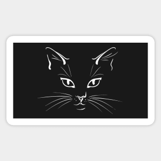 White drawing of mysterious cat Sticker